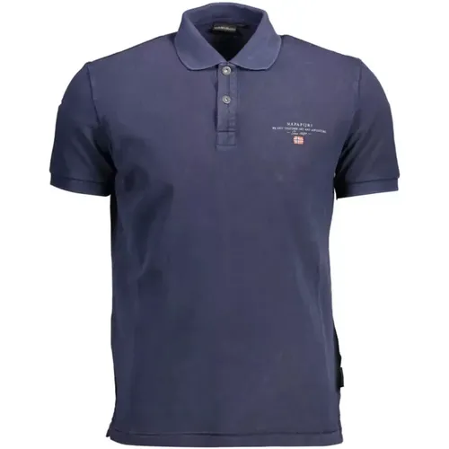 Blaues Baumwoll-Poloshirt mit Kurzen Ärmeln - Napapijri - Modalova