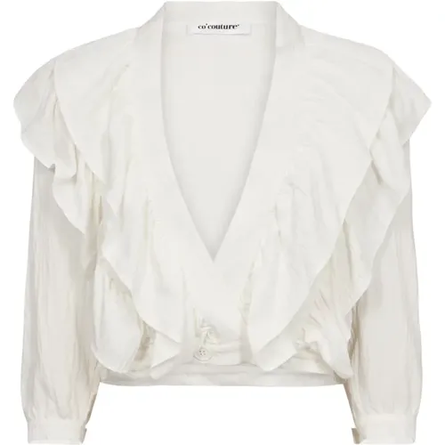 Frilly Blouse with V-Neck and Ruffles , female, Sizes: XL, S, XS, L, M - Co'Couture - Modalova