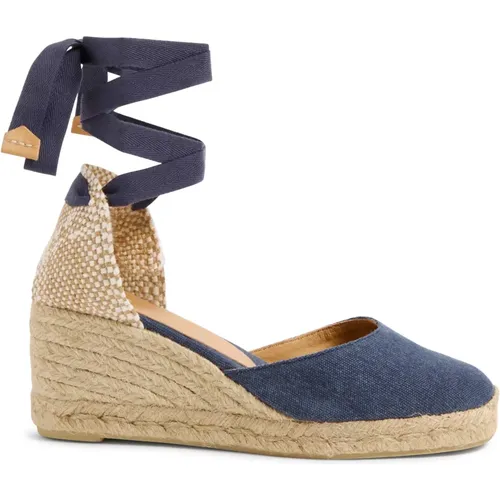 Carina gewaschene Baumwoll-Espadrilles mit Schnürung und 7 cm Keilabsatz. , Damen, Größe: 41 EU - Castañer - Modalova