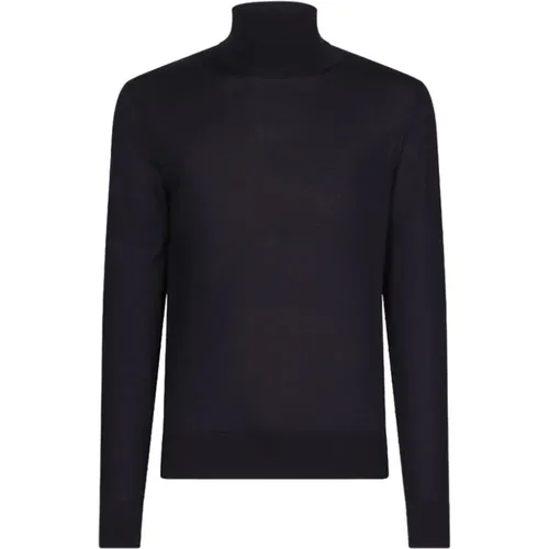Navy Cashmere-Silk Roll-Neck Jumper , male, Sizes: XL - Dolce & Gabbana - Modalova