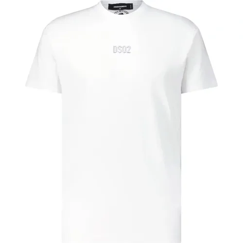 Logo T-Shirt mit metallischer Applikation , Herren, Größe: M - Dsquared2 - Modalova