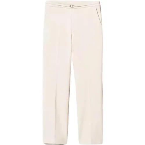 Cream Milano Trousers with Metal T , female, Sizes: L - Twinset - Modalova