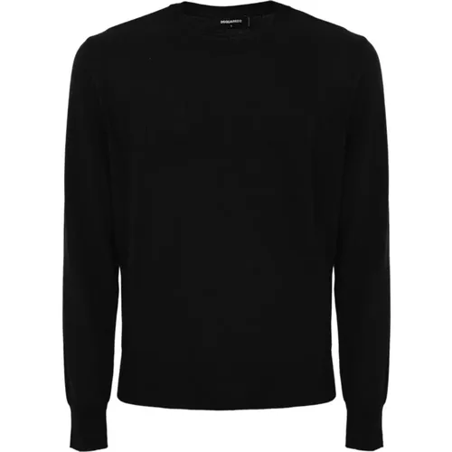 Schwarzer Logo Pullover Wolle Pullover , Herren, Größe: L - Dsquared2 - Modalova