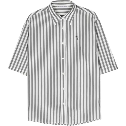 Striped Logo Embroidered Shirt , male, Sizes: L - Acne Studios - Modalova