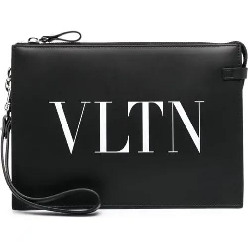 Vltn Print Leather Bag , male, Sizes: ONE SIZE - Valentino Garavani - Modalova