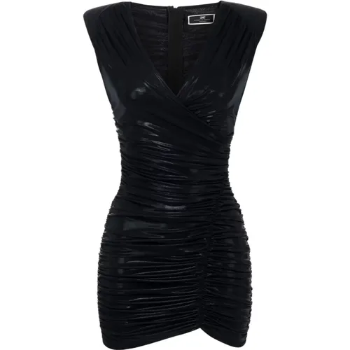 Metallisches Jersey-Minikleid mit strukturierten Schultern , Damen, Größe: L - Elisabetta Franchi - Modalova