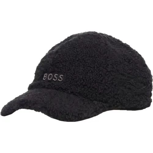 Shearling Synthetic Cap with Embroidered Logo Patch , male, Sizes: ONE SIZE - Hugo Boss - Modalova