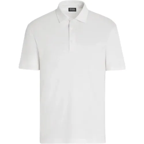 Weißes Leinen Kurzarm Polo , Herren, Größe: XL - Ermenegildo Zegna - Modalova