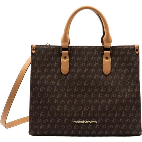 Braune Shoppingtasche mit Reißverschluss , Damen, Größe: ONE Size - roccobarocco - Modalova