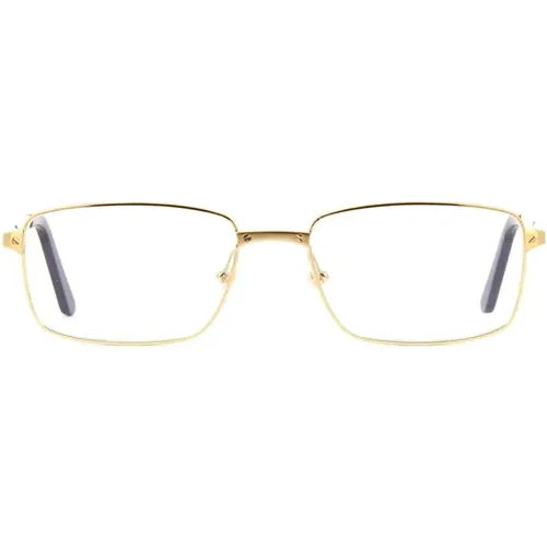 Mens Rectangular Gold Metal Eyeglasses , male, Sizes: 56 MM - Cartier - Modalova