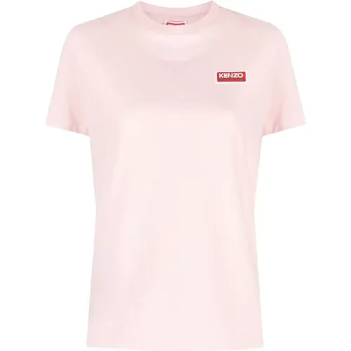 Rosa Logo-Print T-Shirt , Damen, Größe: M - Kenzo - Modalova