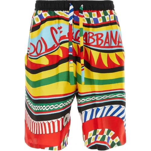 Bedruckte Satin-Bermuda-Shorts, Herrenmode - Dolce & Gabbana - Modalova