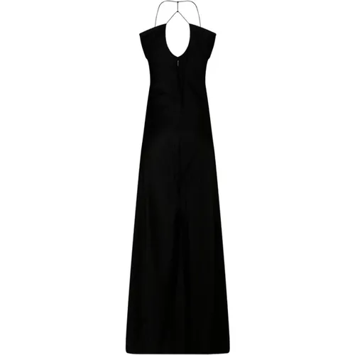 Schwarzes Satin langes Kleid mit Trägern , Damen, Größe: 2XS - Calvin Klein - Modalova