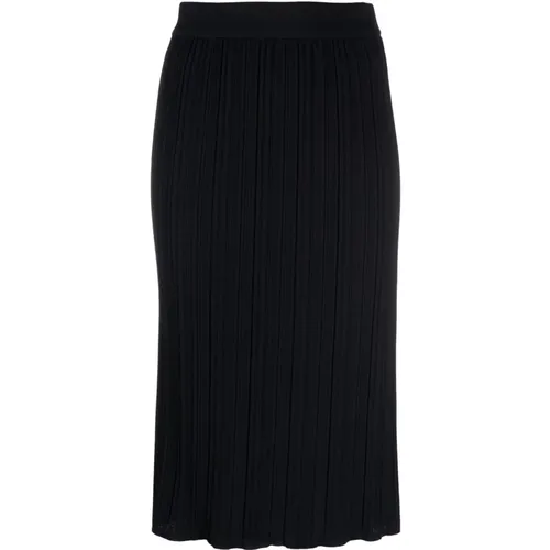 Navy Wool Pleated Midi Skirt , female, Sizes: 2XS - Thom Browne - Modalova