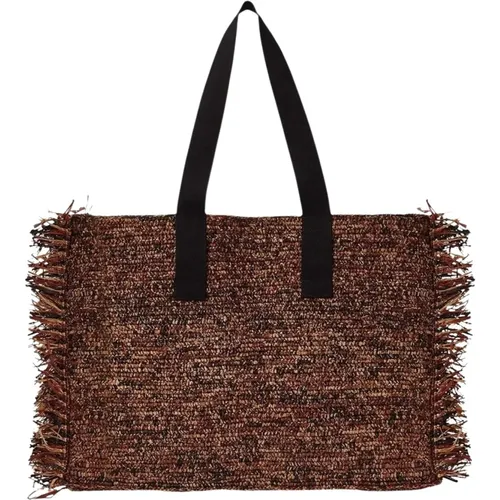 Woven Raffia Shopper Bag , female, Sizes: ONE SIZE - Pomandère - Modalova