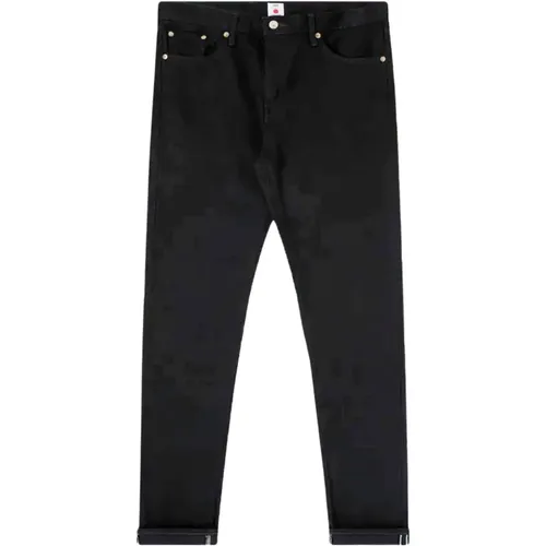 Schwarze Slim Tapered Kaihara Selvage Jeans , Herren, Größe: W31 L32 - Edwin - Modalova