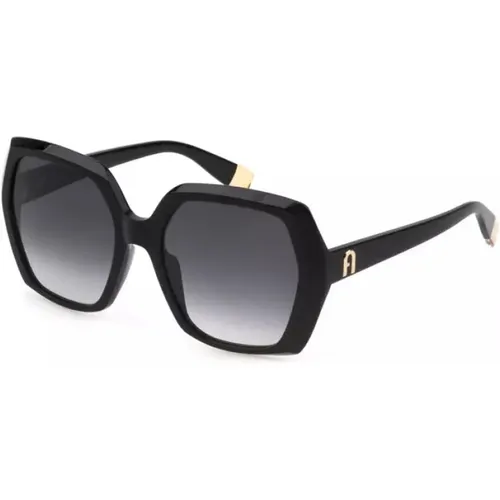 Schwarze Acetat Sonnenbrille mit quadratischen Gläsern - Furla - Modalova