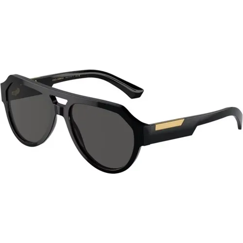 Schwarze Sonnenbrille mit dunkelgrauen Gläsern - Dolce & Gabbana - Modalova