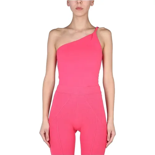 Helmut Lang Asymmetric Twist One Shoulder Bralette In Rose