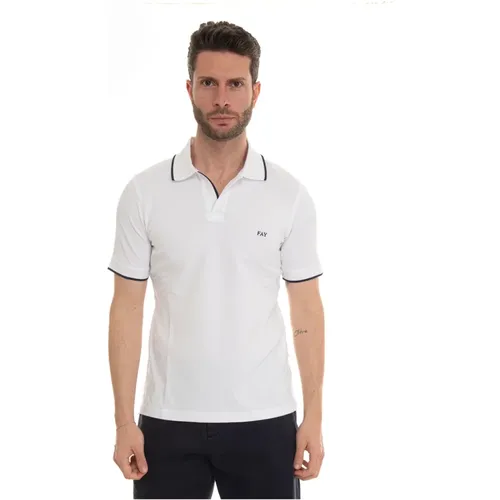 Logo Polo Shirt Texturiertes Gewebe Kontrastpaspel , Herren, Größe: M - Fay - Modalova