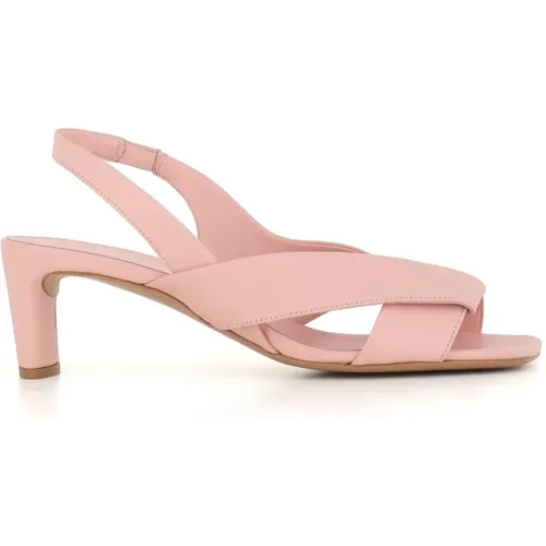 Nude Leder Sandalen mit Überkreuzten Riemen , Damen, Größe: 40 EU - DEL CARLO - Modalova