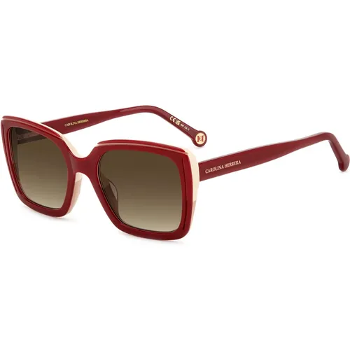 Burgundy Beige Sunglasses , female, Sizes: 53 MM - Carolina Herrera - Modalova