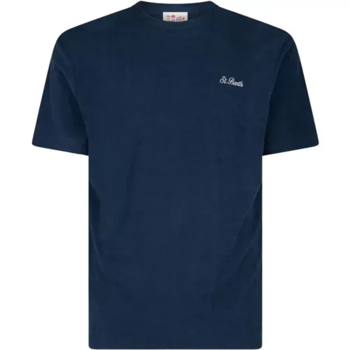 Navy Blau Besticktes Logo T-shirt Gary , Herren, Größe: L - MC2 Saint Barth - Modalova