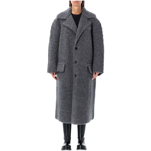 Grey Melange Wool Knit Coat , female, Sizes: XS - Bottega Veneta - Modalova