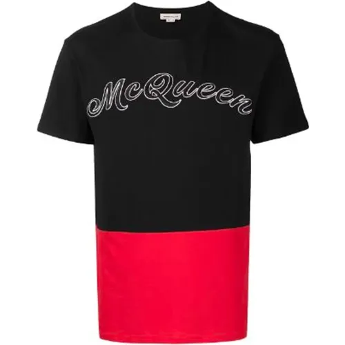 Stilvolles Schwarzes Baumwoll-Logo T-Shirt - alexander mcqueen - Modalova