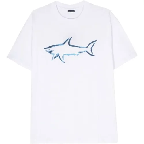 Weißes T-Shirt mit Logo-Print , Herren, Größe: 2XL - PAUL & SHARK - Modalova