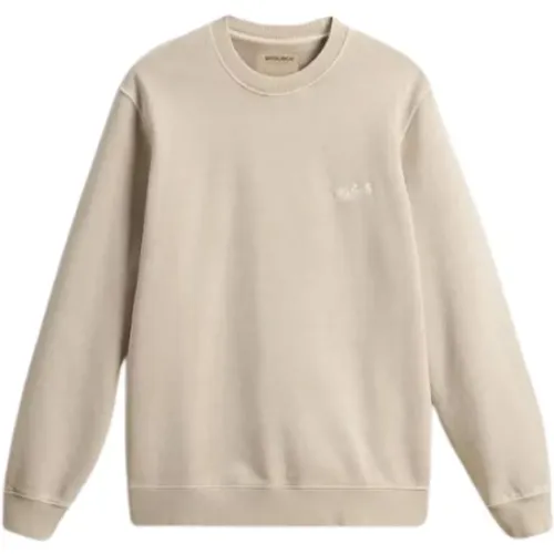 Garment Dyed Crewneck Rope , Herren, Größe: L - Woolrich - Modalova