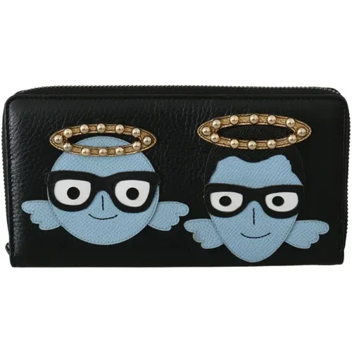 Stunning Blue Leather Zipper Wallet , female, Sizes: ONE SIZE - Dolce & Gabbana - Modalova