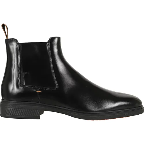 Schwarze Easy Herrenschuhe , Herren, Größe: 41 1/2 EU - Santoni - Modalova