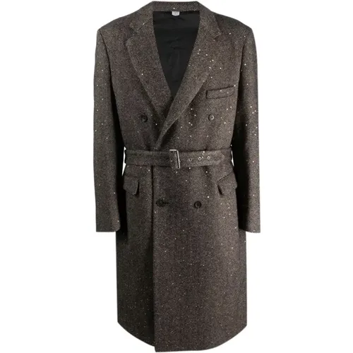 Black/Sand Wool Coat , male, Sizes: L, M - Winnie NY - Modalova