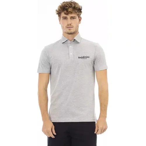 Elegantes Polo mit gesticktem Logo in Grau , Herren, Größe: 3XL - Baldinini - Modalova