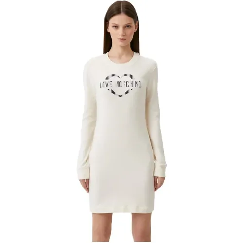 Baumwollkleid mit metallischem Logo , Damen, Größe: M - Love Moschino - Modalova