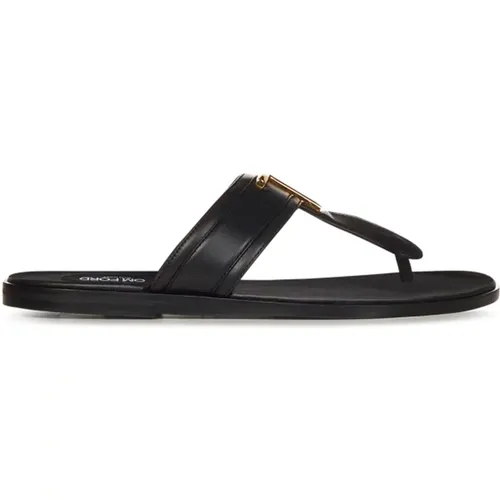 Schwarze Ledersandalen für Männer - Tom Ford - Modalova