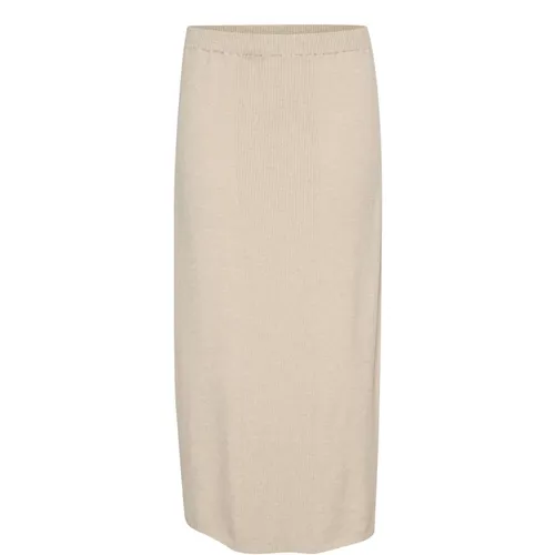 Knit Skirt with Side Slit , female, Sizes: M, L, 2XL, XL - Cream - Modalova