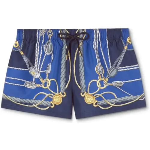 Blaue Nautische Print Shorts , Herren, Größe: S - Versace - Modalova