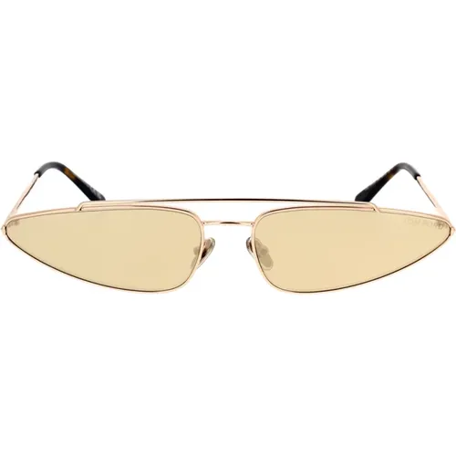 Geometrische Metallsonnenbrille mit verspiegelten braunen Gläsern - Tom Ford - Modalova