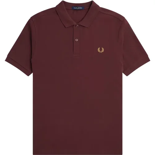 Slim Fit Plain Polo in Oxblood/Light Rust , male, Sizes: S, 2XL - Fred Perry - Modalova