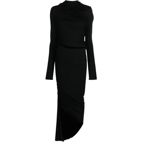 Draped Jersey Asymmetric Midi Dress , female, Sizes: M, S - Andrea Adamo - Modalova