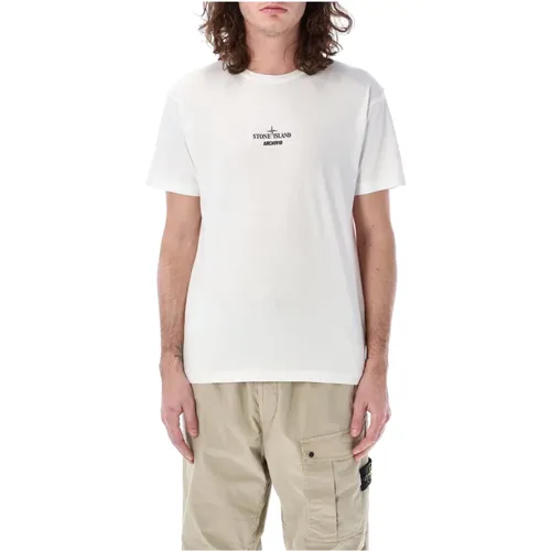 Archivio Tee - T-Shirt with Logo Print , male, Sizes: M - Stone Island - Modalova