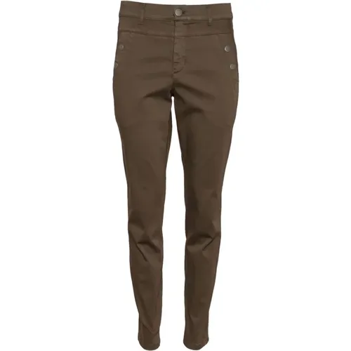 Slim-Fit High-Waisted Pants with Smart Button Details , female, Sizes: L, 2XL, XS, M, 3XL, S - 2-Biz - Modalova
