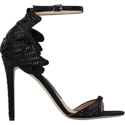 Schwarze Seidenkristallverzierte High Heels - Ermanno Scervino - Modalova