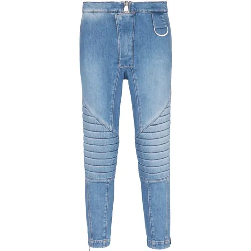 Gerippte Baumwoll-Slim-Fit-Jeans , Herren, Größe: W30 - Balmain - Modalova