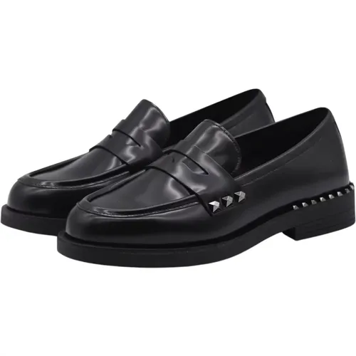 Whisper Stud Loafer Polish Calf Darkgun , Damen, Größe: 36 EU - Ash - Modalova