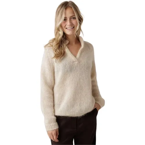 Cozy Mohair Polo Sweater , female, Sizes: L, XL - Knit-ted - Modalova