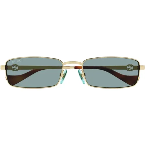 Quadratische Metallrahmen Sonnenbrille Grüne Gläser , unisex, Größe: 56 MM - Gucci - Modalova