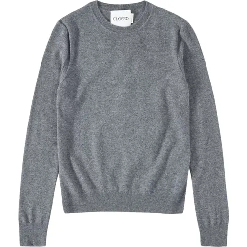 Long Sleeve Crewneck Sweater with Reverse Knit Detail , female, Sizes: S - closed - Modalova